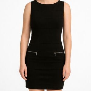 Sharagano Black Sleeveless Midi Sheath Dress Sz 8